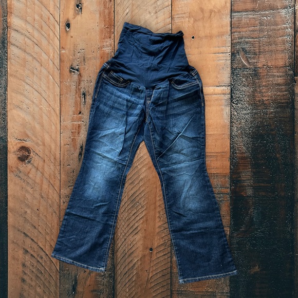 Indigo Blue Pants - Women’s Maternity Bootcut Flare Jean - Petite Medium